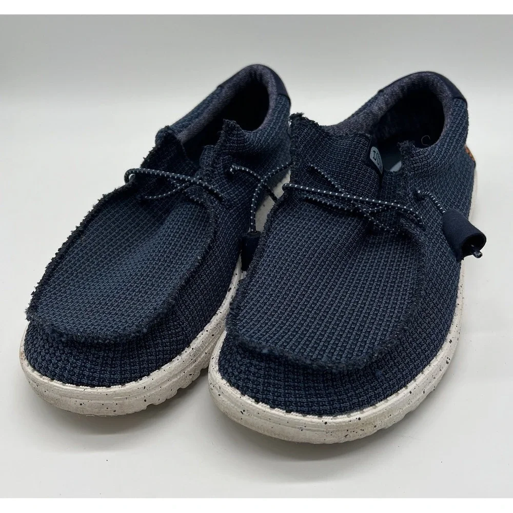 Hey Dude Shoes Men's Sz‎ 8 Navy Wally Sport Mesh Slip On Loafers Casual